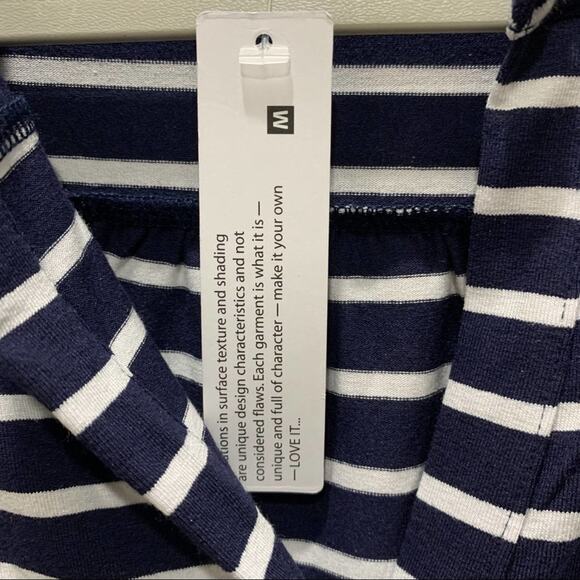 New LA Made top blouse blue and white horizontal striped. Size M - Picture 6 of 12